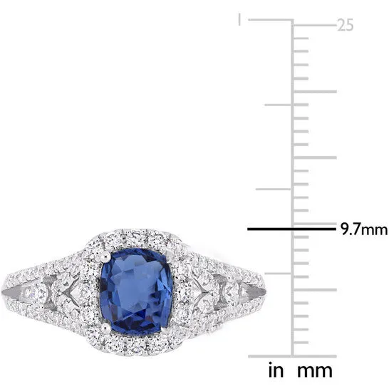 Rings JMS always Original Amour 1 16 CT TGW Sapphire and 58 CT TW Diamond Vintage Ring in 14k White Gold Rings JMS always Original Amour 1 16 CT TGW Sapphire and 58 CT TW Diamond Vintage Ring in 14k White Gold