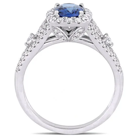 Rings JMS always Original Amour 1 16 CT TGW Sapphire and 58 CT TW Diamond Vintage Ring in 14k White Gold Rings JMS always Original Amour 1 16 CT TGW Sapphire and 58 CT TW Diamond Vintage Ring in 14k White Gold