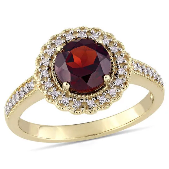 Rings JMS always Original Amour 18 CT TDW Diamond and 1 58 CT TGW Garnet Halo Ring in Yellow Silver Rings JMS always Original Amour 18 CT TDW Diamond and 1 58 CT TGW Garnet Halo Ring in Yellow Silver
