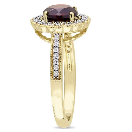 Rings JMS always Original Amour 18 CT TDW Diamond and 1 58 CT TGW Garnet Halo Ring in Yellow Silver Rings JMS always Original Amour 18 CT TDW Diamond and 1 58 CT TGW Garnet Halo Ring in Yellow Silver
