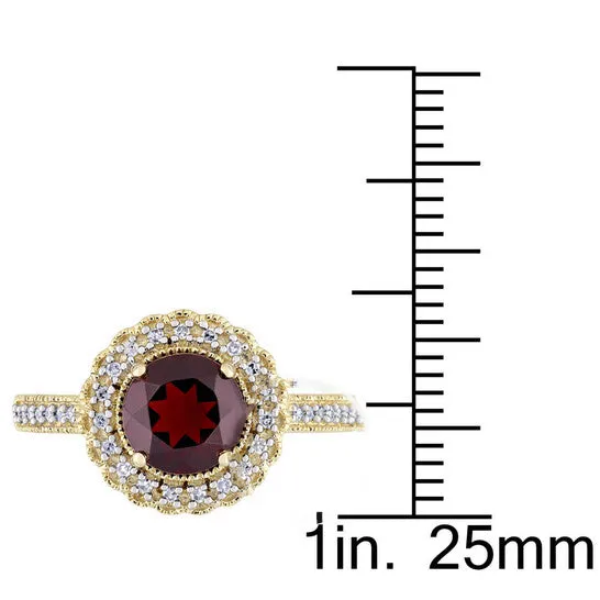 Rings JMS always Original Amour 18 CT TDW Diamond and 1 58 CT TGW Garnet Halo Ring in Yellow Silver Rings JMS always Original Amour 18 CT TDW Diamond and 1 58 CT TGW Garnet Halo Ring in Yellow Silver