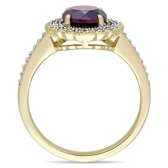 Rings JMS always Original Amour 18 CT TDW Diamond and 1 58 CT TGW Garnet Halo Ring in Yellow Silver Rings JMS always Original Amour 18 CT TDW Diamond and 1 58 CT TGW Garnet Halo Ring in Yellow Silver