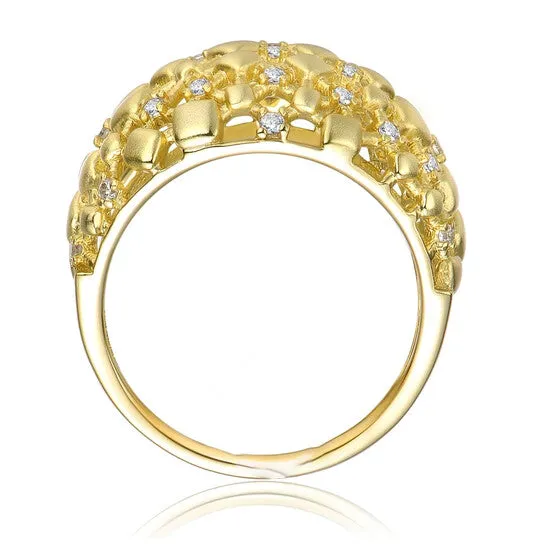 Rings JMS always Original Rachel Glauber 14k Yellow Gold Plated with Cubic Zirconia DomeShaped Textured Nugget Ring Rings JMS always Original Rachel Glauber 14k Yellow Gold Plated with Cubic Zirconia DomeShaped Textured Nugget Ring