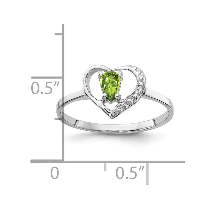 Rings Solid 14k White Gold 5x3mm Pear Simulated Peridot A CZ Ring Goldia
