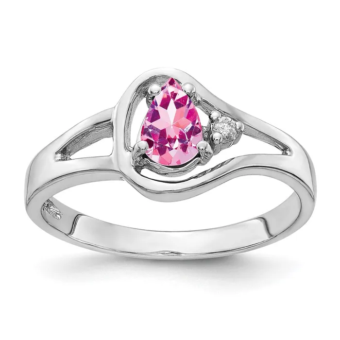 Rings Solid 14k White Gold 6x4mm Pear PinK Simulated Sapphire A CZ Ring Goldia Rings Solid 14k White Gold 6x4mm Pear PinK Simulated Sapphire A CZ Ring Goldia