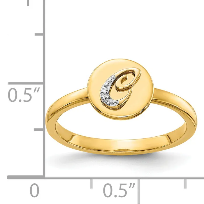 Rings Solid 14k White Gold Simulated CZ Initial C Ring Goldia
