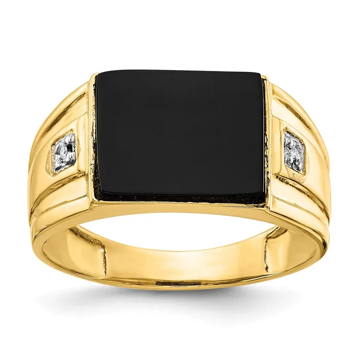 Rings Solid 14K Yellow Gold Mens Real Diamond and Black Onyx Signet Ring Goldiacom Rings Solid 14K Yellow Gold Mens Real Diamond and Black Onyx Signet Ring Goldiacom