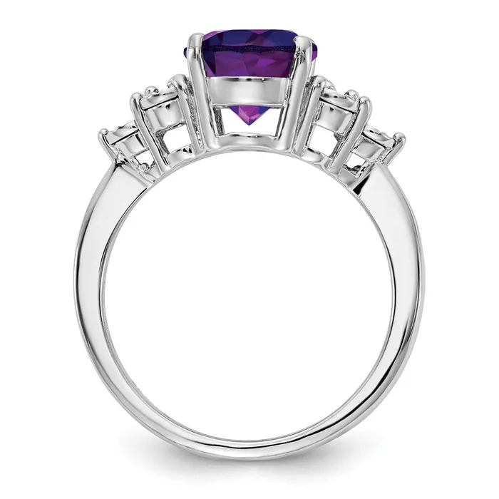 Rings Sterling Silver Rhodiumplated Diamond u0026 Amethyst Ring Goldia