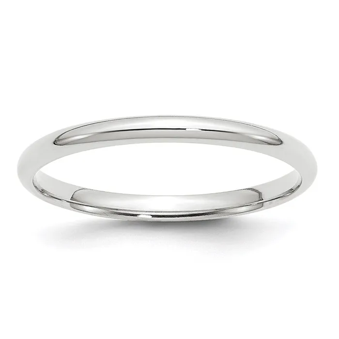 Solid 10K White Gold 2mm Light Weight Comfort Fit MensWomens Wedding Band Ring Size 115 Goldia Rings