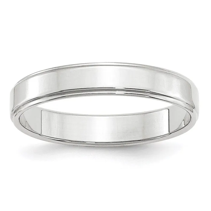 Solid 10K White Gold 4mm Flat with Step Edge MensWomens Wedding Band Ring Size 85 Goldia Rings Solid 10K White Gold 4mm Flat with Step Edge MensWomens Wedding Band Ring Size 85 Goldia Rings