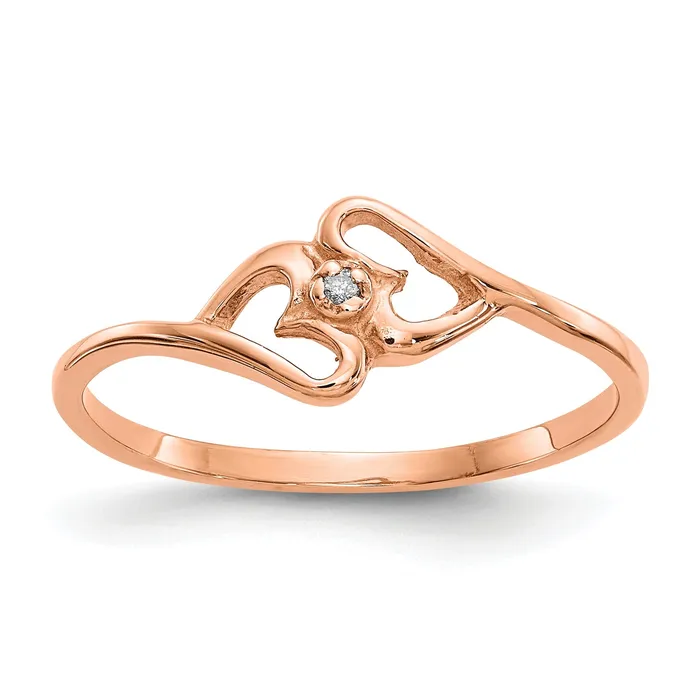 Solid 14k Rose Gold A Simulated CZ heart Ring Goldia Rings