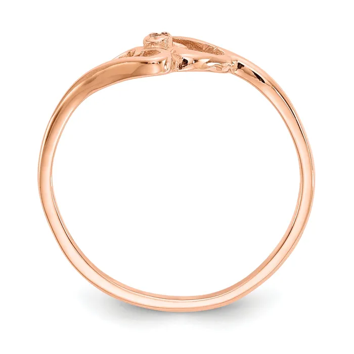 Solid 14k Rose Gold A Simulated CZ heart Ring Goldia Rings