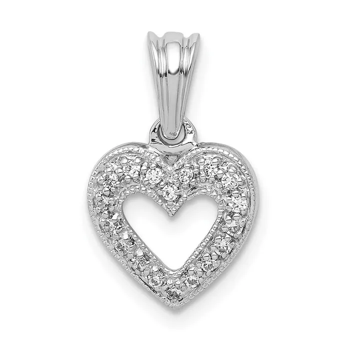 Solid 14k White Gold 110ct Simulated CZ Heart Pendant Goldia Necklaces