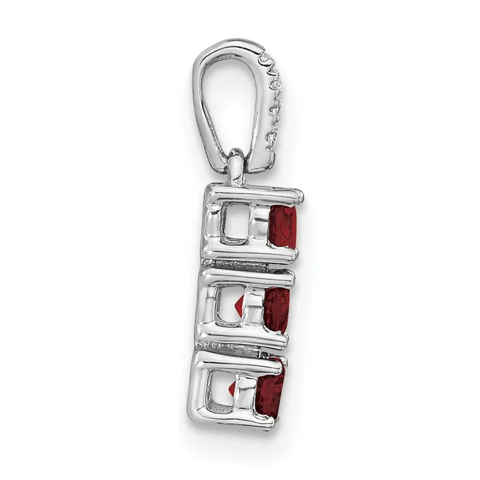 Solid 14k White Gold 3stone Simulated Garnet and CZ Pendant Goldia Necklaces Solid 14k White Gold 3stone Simulated Garnet and CZ Pendant Goldia Necklaces