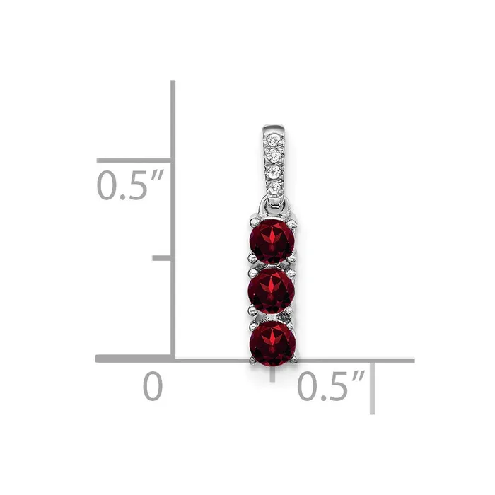 Solid 14k White Gold 3stone Simulated Garnet and CZ Pendant Goldia Necklaces Solid 14k White Gold 3stone Simulated Garnet and CZ Pendant Goldia Necklaces