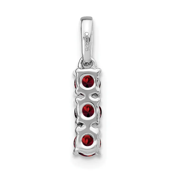 Solid 14k White Gold 3stone Simulated Garnet and CZ Pendant Goldia Necklaces Solid 14k White Gold 3stone Simulated Garnet and CZ Pendant Goldia Necklaces