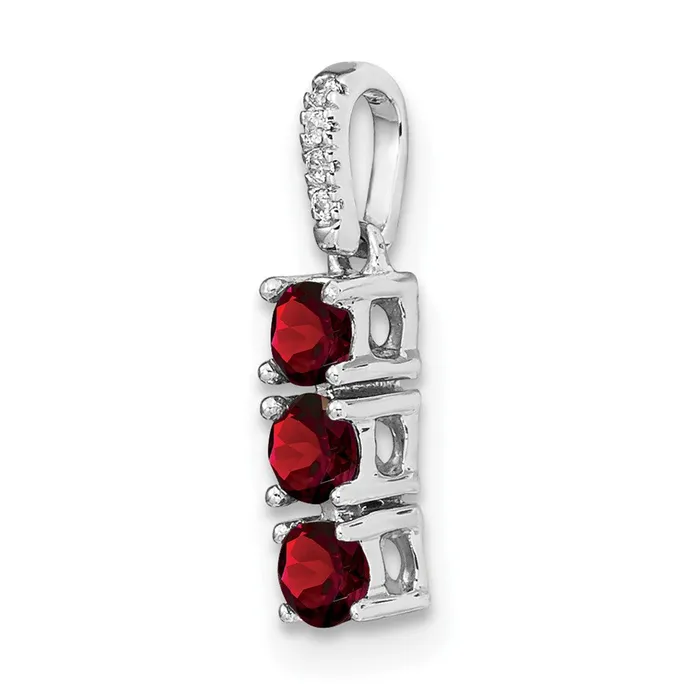 Solid 14k White Gold 3stone Simulated Garnet and CZ Pendant Goldia Necklaces Solid 14k White Gold 3stone Simulated Garnet and CZ Pendant Goldia Necklaces