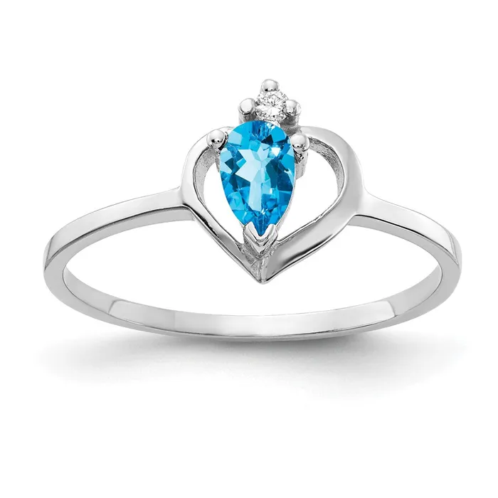 Solid 14k White Gold 5x3mm Pear Simulated Blue Topaz A CZ Ring Goldia Rings Solid 14k White Gold 5x3mm Pear Simulated Blue Topaz A CZ Ring Goldia Rings