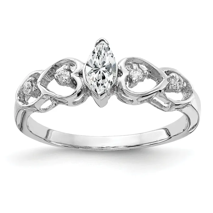 Solid 14k White Gold 6x3mm Marquise Cubic Zirconia AA Simulated CZ Ring Goldia Rings Solid 14k White Gold 6x3mm Marquise Cubic Zirconia AA Simulated CZ Ring Goldia Rings