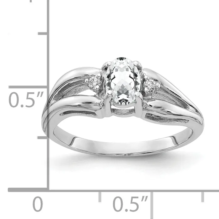 Solid 14k White Gold 6x4mm Oval Cubic Zirconia VS Simulated CZ Ring Goldia Rings