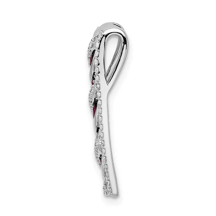 Solid 14k White Gold Simulated CZ and 26 Ruby Fancy Chain Slide Goldia Necklaces Solid 14k White Gold Simulated CZ and 26 Ruby Fancy Chain Slide Goldia Necklaces