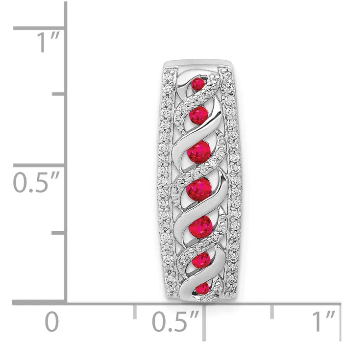 Solid 14k White Gold Simulated CZ and 26 Ruby Fancy Chain Slide Goldia Necklaces Solid 14k White Gold Simulated CZ and 26 Ruby Fancy Chain Slide Goldia Necklaces