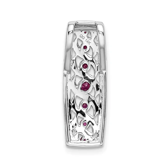 Solid 14k White Gold Simulated CZ and 26 Ruby Fancy Chain Slide Goldia Necklaces Solid 14k White Gold Simulated CZ and 26 Ruby Fancy Chain Slide Goldia Necklaces