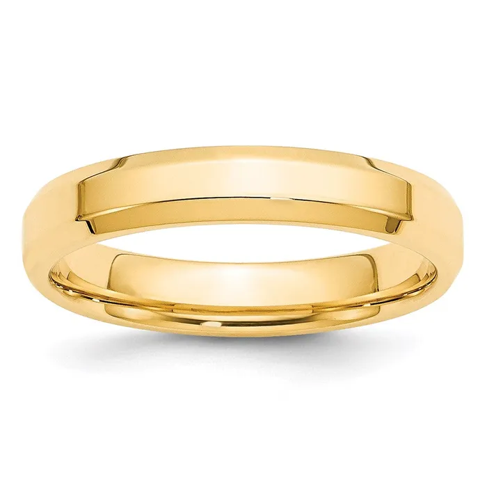 Solid 14K Yellow Gold 4mm Bevel Edge Comfort Fit MensWomens Wedding Band Ring Size 125 Goldia Rings Solid 14K Yellow Gold 4mm Bevel Edge Comfort Fit MensWomens Wedding Band Ring Size 125 Goldia Rings