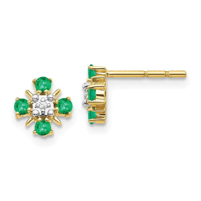 Solid 14k Yellow Gold Simulated Emerald and CZ Post Earrings Goldia Earrings Solid 14k Yellow Gold Simulated Emerald and CZ Post Earrings Goldia Earrings