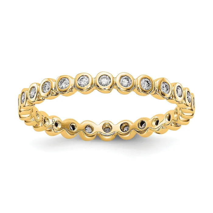 Solid Real 14k Polished 13ct Bezel Set CZ Eternity Wedding Band Ring Goldia Rings Solid Real 14k Polished 13ct Bezel Set CZ Eternity Wedding Band Ring Goldia Rings