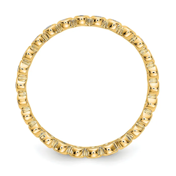 Solid Real 14k Polished 13ct Bezel Set CZ Eternity Wedding Band Ring Goldia Rings