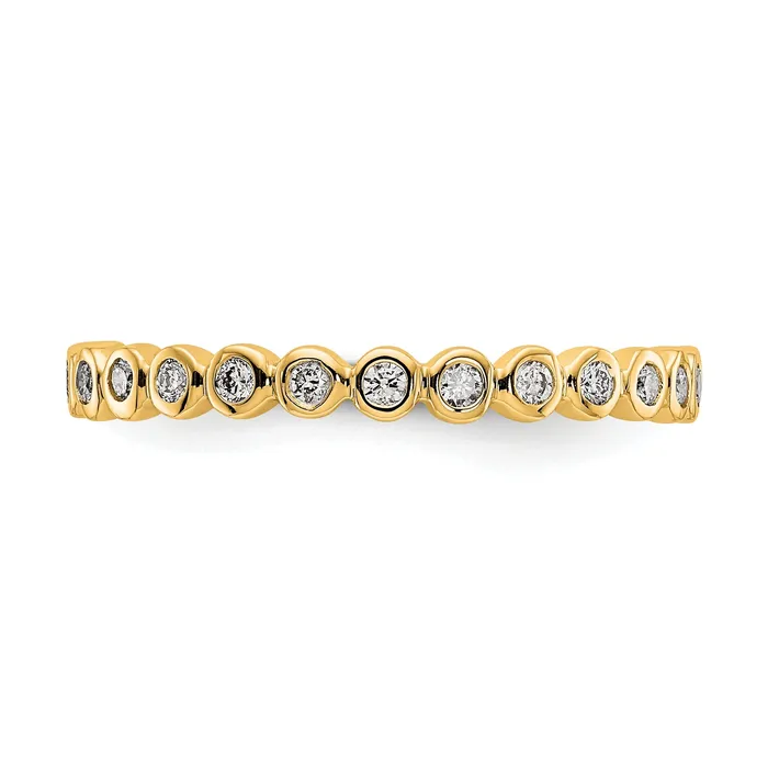 Solid Real 14k Polished 13ct Bezel Set CZ Eternity Wedding Band Ring Goldia Rings