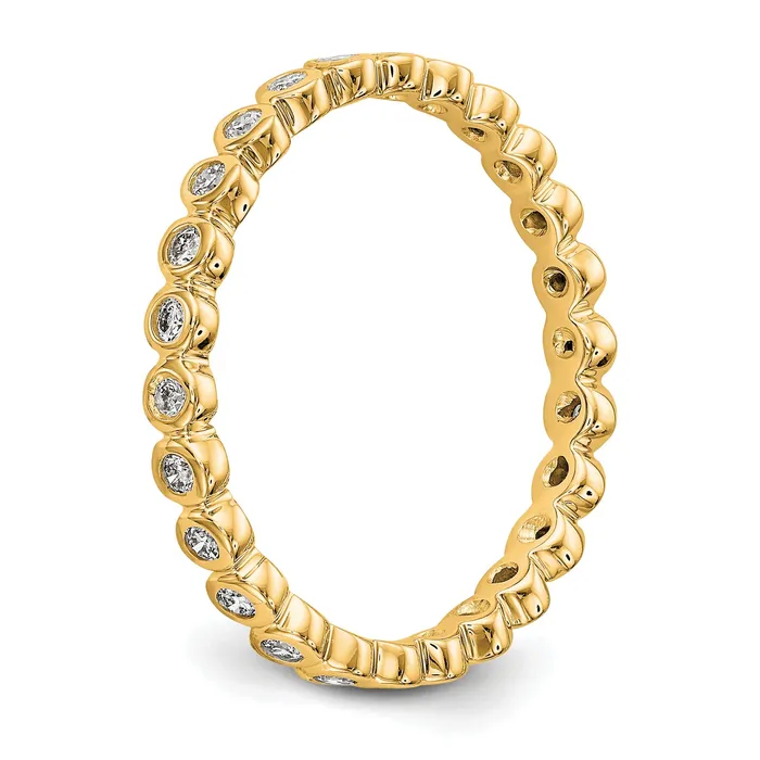 Solid Real 14k Polished 13ct Bezel Set CZ Eternity Wedding Band Ring Goldia Rings