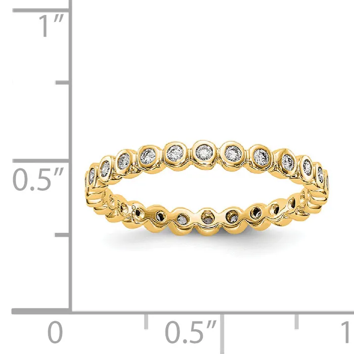Solid Real 14k Polished 13ct Bezel Set CZ Eternity Wedding Band Ring Goldia Rings