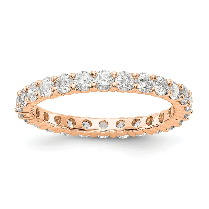 Solid Real 14k Rose Gold 15CT Shared Prong CZ Eternity Wedding Band Ring Goldia Rings Solid Real 14k Rose Gold 15CT Shared Prong CZ Eternity Wedding Band Ring Goldia Rings