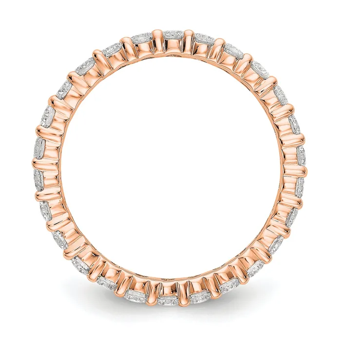 Solid Real 14k Rose Gold 15CT Shared Prong CZ Eternity Wedding Band Ring Goldia Rings