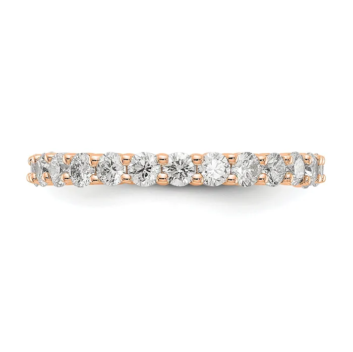 Solid Real 14k Rose Gold 15CT Shared Prong CZ Eternity Wedding Band Ring Goldia Rings