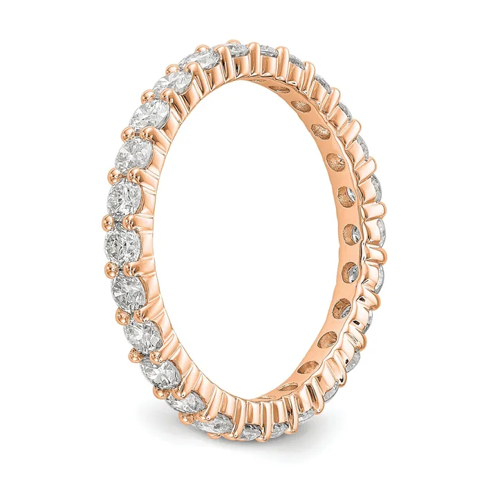 Solid Real 14k Rose Gold 15CT Shared Prong CZ Eternity Wedding Band Ring Goldia Rings