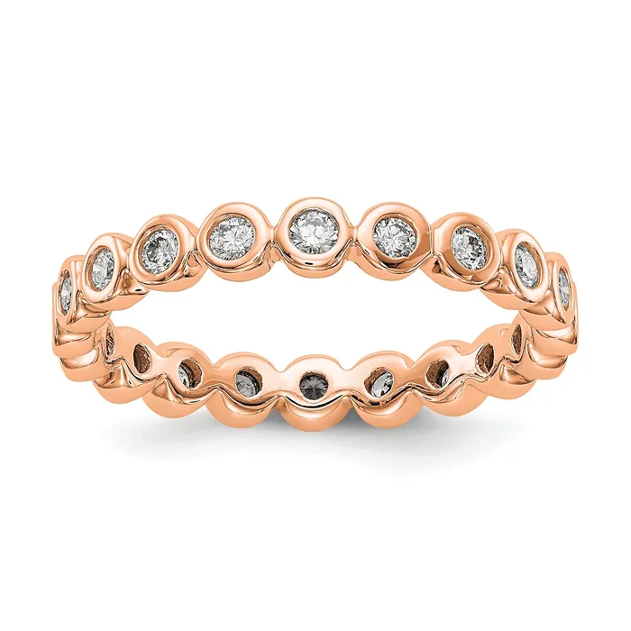 Solid Real 14k Rose Gold Polished 12ct Bezel Set CZ Eternity Wedding Band Ring Goldia Rings Solid Real 14k Rose Gold Polished 12ct Bezel Set CZ Eternity Wedding Band Ring Goldia Rings