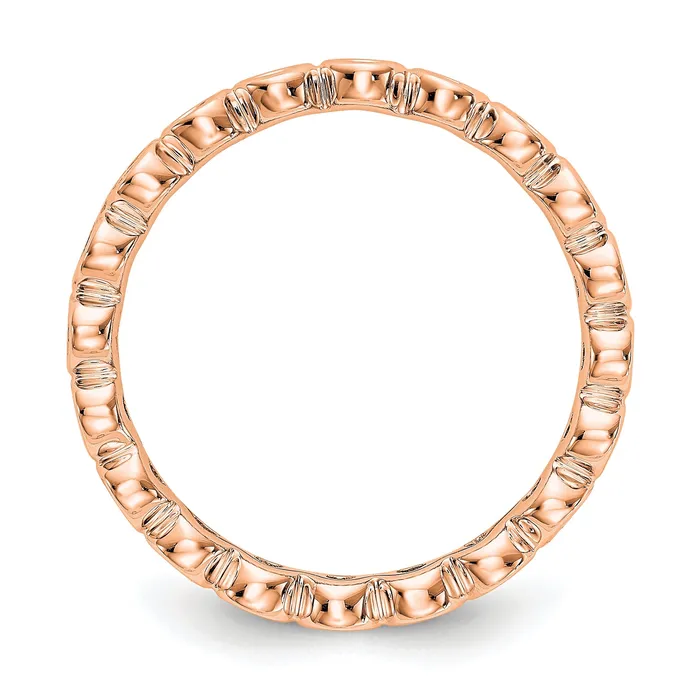 Solid Real 14k Rose Gold Polished 12ct Bezel Set CZ Eternity Wedding Band Ring Goldia Rings