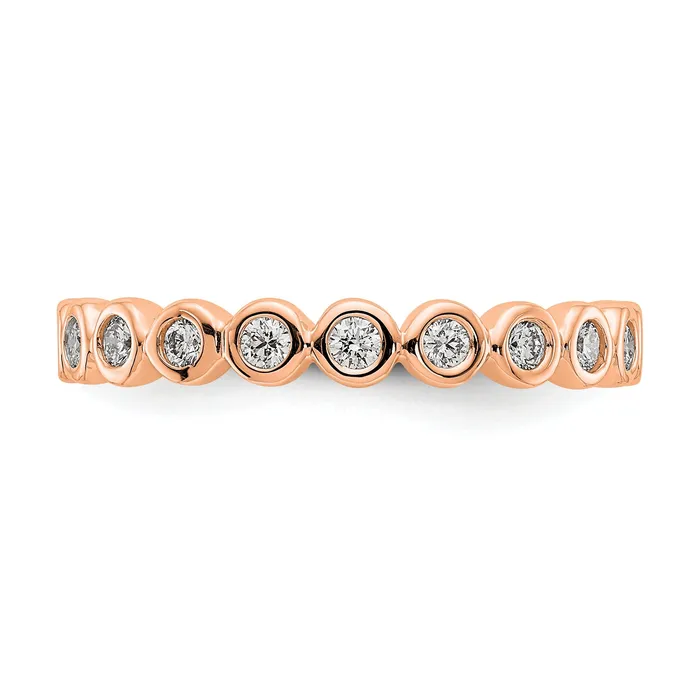 Solid Real 14k Rose Gold Polished 12ct Bezel Set CZ Eternity Wedding Band Ring Goldia Rings