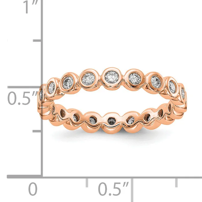 Solid Real 14k Rose Gold Polished 12ct Bezel Set CZ Eternity Wedding Band Ring Goldia Rings