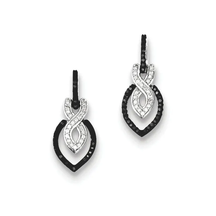 Sterling Silver Black and White Diamond Earrings Goldia Earrings