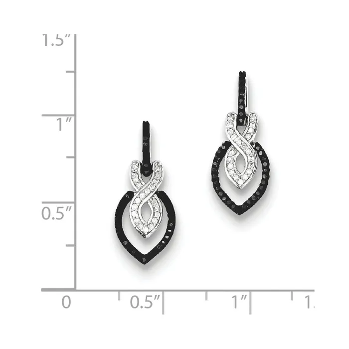 Sterling Silver Black and White Diamond Earrings Goldia Earrings
