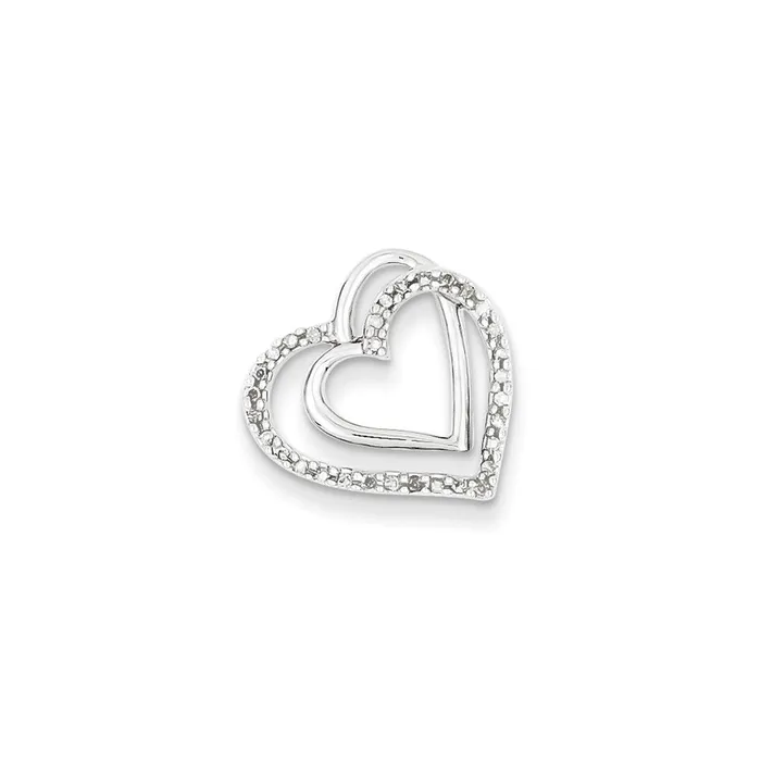 Sterling Silver Diamond Double Hearts Pendant Goldia Necklaces