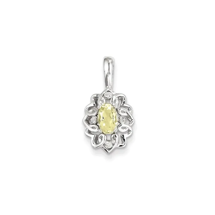 Sterling Silver Lemon Quartz Diamond Pendant Goldia Necklaces