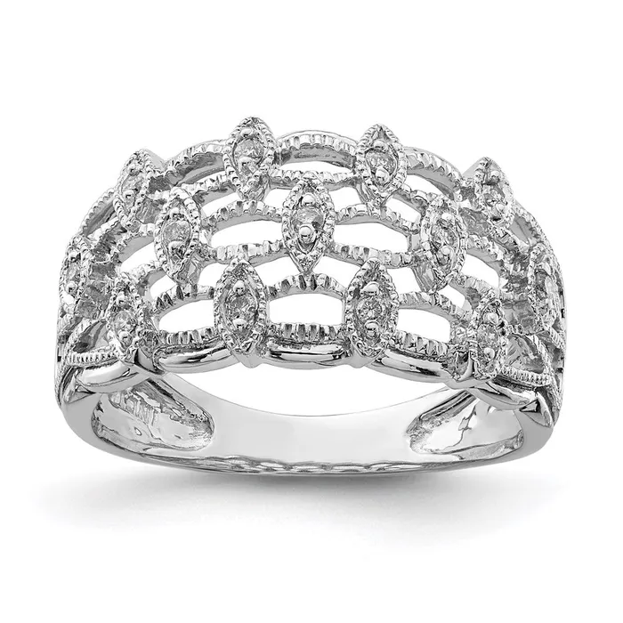 Sterling Silver Rhodium Diamond Ring Goldia Rings