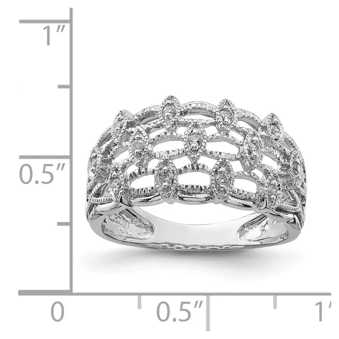 Sterling Silver Rhodium Diamond Ring Goldia Rings