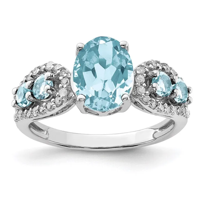 Sterling Silver Rhodium Diamond u0026 Sky Blue Topaz Ring Goldia Rings