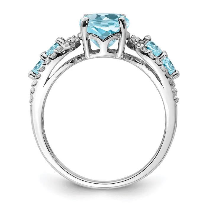 Sterling Silver Rhodium Diamond u0026 Sky Blue Topaz Ring Goldia Rings